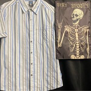 Kuhl Blue and White Striped Casual Button‎ Down Shirt